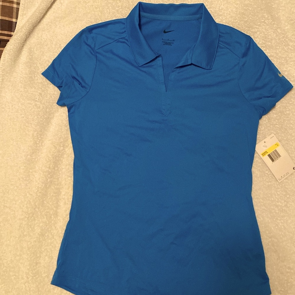 Large & XL Nike, Golf Performance short sleeve ,collared V neck, bright blue.